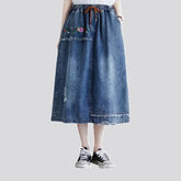 Boho high-rise frayed jeans skirt
