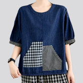 Boho multicolor women's jean shirt