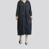 Boho striped dark denim dress