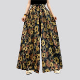 Boho style flared jeans culottes for women