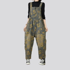 Boho style jean overall for women