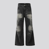Boho style mid rise faded jeans for men