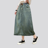 Boho style ragged jeans skirt