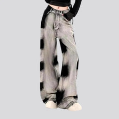 Boho style wide-legged women's jeans