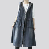 Boho style women's jeans vest