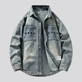 Boho washed out regular fit men's denim jacket