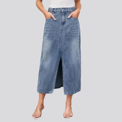 Whiskered high-waist jean skirt for ladies