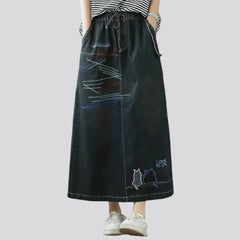 Boho denim skirt for women