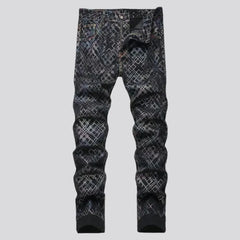 Black men's painted jeans