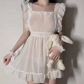 Sexy Maid Backless See Through Lingerie Dress