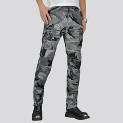 Grey slim moto denim pants for men