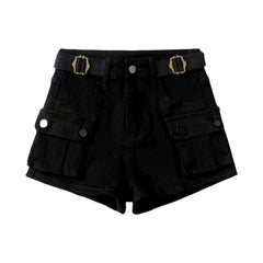 Cargo color women's denim shorts