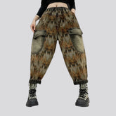 Cargo pockets baggy fit women's jeans joggers