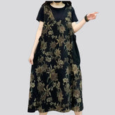 Cargo pockets boho floral denim dress