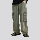 Cargo pockets boho vintage men's jeans