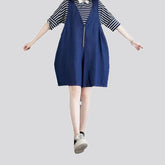 Casual baggy dark jeans romper for women