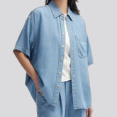 Casual colored oversized women's jean shirt