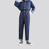 Casual dark labor jeans jumpsuit for women