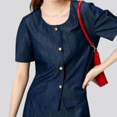 Casual dark women's jeans shirt