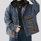 Casual ethnic oversized women's jeans jacket