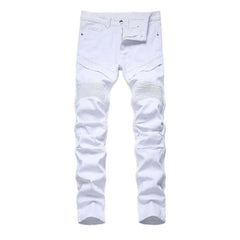 Casual men's moto denim pants