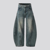 Casual mid rise abraded jeans for men
