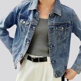 Casual oversized jeans trucker jacket for ladies