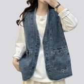 Casual oversized women's jean vest