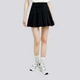 Casual plaited high rise jean skirt