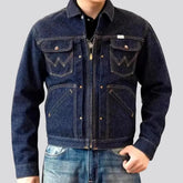 Casual regular dark men's denim jacket