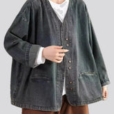 Casual retro oversized women's jeans chore jacket