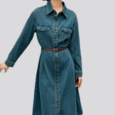 Casual stonewashed a line jean dress