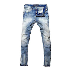 Casual whiskered jeans for men