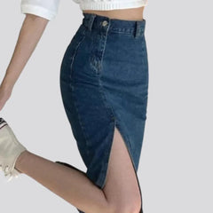 Medium-wash denim skirt for women