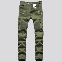 Skinny color men's riding jeans