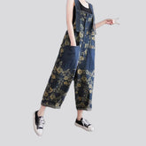 Chic boho floral baggy women's jeans overall