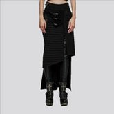 Chic pleated asymmetric fashion jean skirt