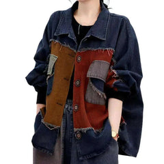 Chore distressed jean jacket for women