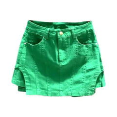 Color jeans skort for women