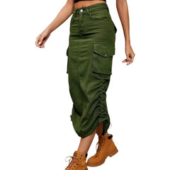 Color long women's denim skirt