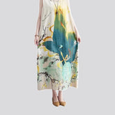 Colorful boho graphic print denim dress