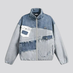 Comfortable extra-large men's jeans bomber jacket
