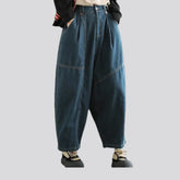 Contrast boho style women's denim pants