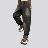 Contrast pattern vintage women's jean joggers