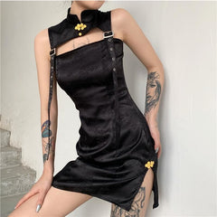 Cool Punk Trendy Black Dress EE0944