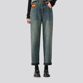 Cuffed and elastic jeans for women
