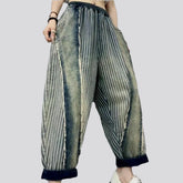 Cuffed distressed mid-rise women's jeans joggers