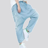 Cuffed hem light women's jean harem jeans