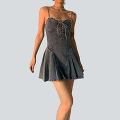 Bleached 90s skater denim dress