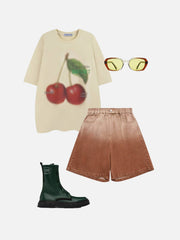 Blurring Cherry Print Tee